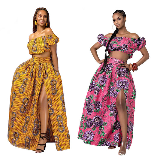 On-shoulder Lantern Sleeve Split Dress