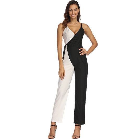Black And White Sling Jumpsuit