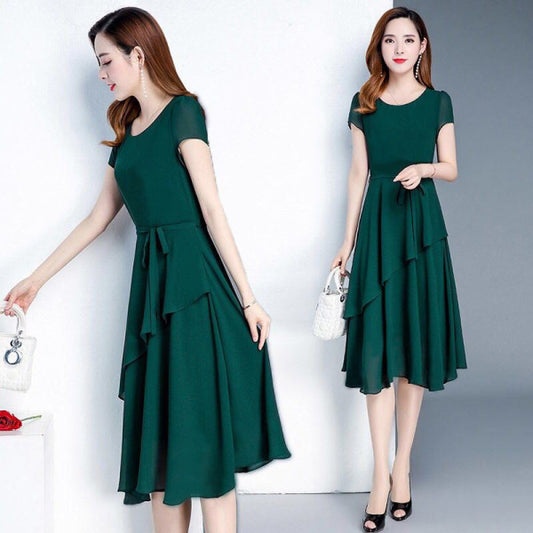 Mid-Length Round Neck Dress