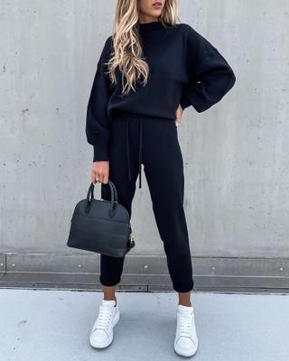 High Neck Long Sleeve Trousers Set