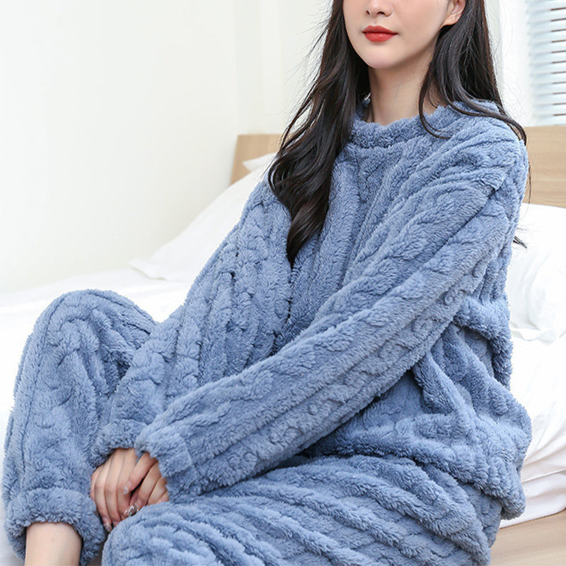 Coral Velvet Pullover Pajamas Set