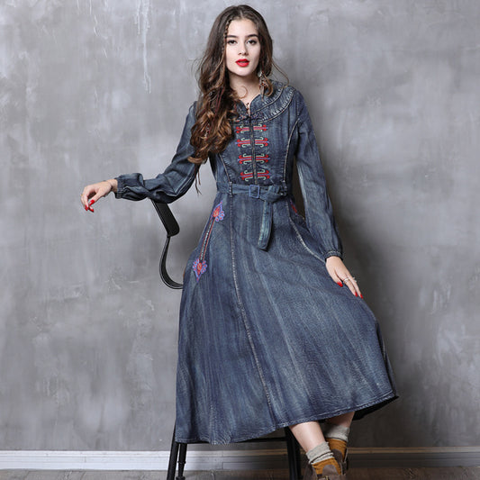 Denim Gown with Embroidery