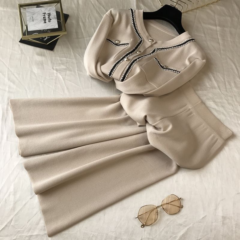 Round Neck Top with Wide-leg Pants