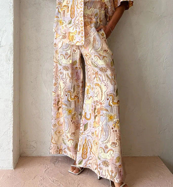 Pocket Half Sleeve Two-piece Suit