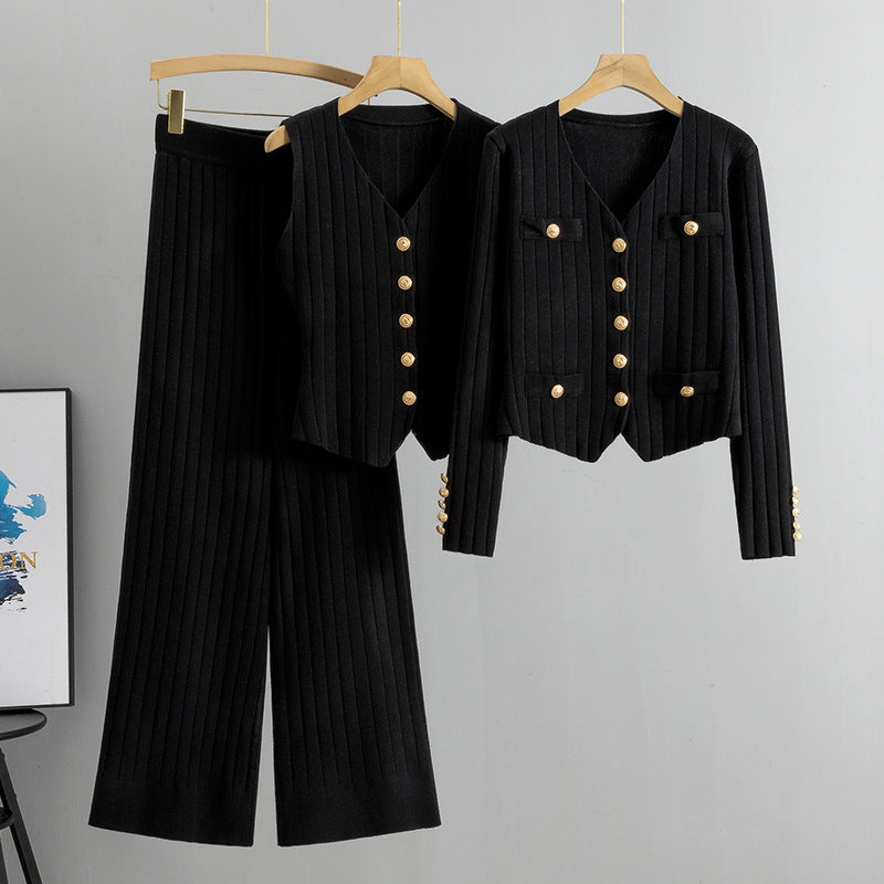 Slim-fit Chanel Style Three-piece Cardigan