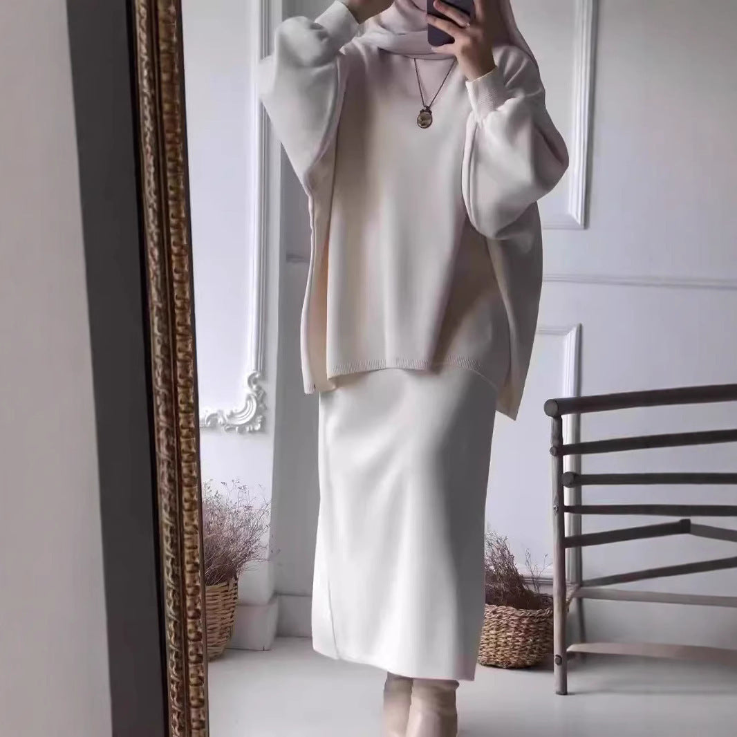 Knitted Loose Long Sleeve Pullover Suit